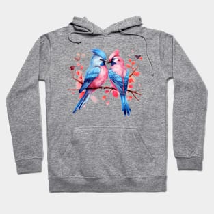 Valentine Kissing Blue Jay Bird Couple Hoodie